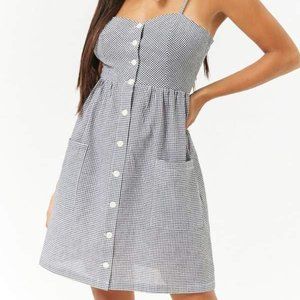 Forever 21 Navy/White Gingham Button Down Dress